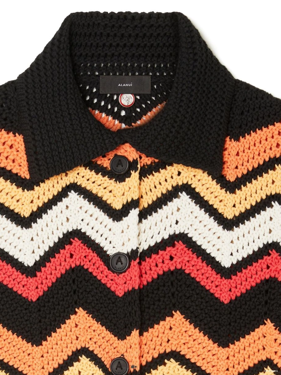 Cheap Alanui knitted chevron Kaleidoscopic Women jacket 0406